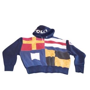 Ralph Lauren/polo Iconic Collection Signal Flag Patchwork Fleece Hoodie